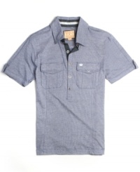 Modern details update the classic cut of this Triple Fat Goose polo shirt for cool, casual appeal. Modern details update the classic cut of this Triple Fat Goose polo shirt for cool, casual appeal.