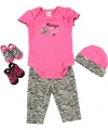 Baby Essentials Mommy's Little Cutie 5-Piece Layette Gift Set (Sizes 0M - 9M) - fuchsia/black, 3 - 6 months