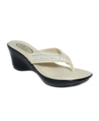 With just the right amount of sparkle, the Rorrie wedge sandals by Callisto will brighten up your step in a most elegant way. With just the right amount of sparkle, the Rorrie wedge sandals by Callisto will brighten up your step in a most elegant way.