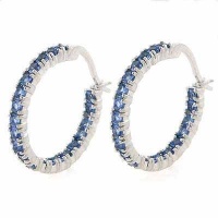 Tanzanite CZ Sterling Silver Hoop Earrings Tanzanite CZ Sterling Silver Hoop Earrings