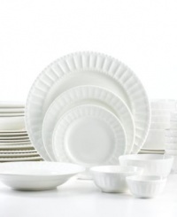 The Cellar Dinnerware, White Elements Paloma Embossed 42 Piece Set The Cellar Dinnerware, White Elements Paloma Embossed 42 Piece Set