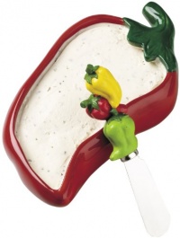 Boston Warehouse Chili Pepper Dip Bowl and Spreader Set Boston Warehouse Chili Pepper Dip Bowl and Spreader Set