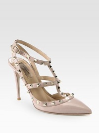 Signature metal studs trim this point toe slingback, expertly crafted in Italy of rich patent and smooth leather. Self-covered heel, 4¼ (110mm)Patent and leather upper with metal studsPoint toeAdjustable leather strapLeather lining and solePadded insoleMade in Italy Signature metal studs trim this point toe slingback, expertly crafted in Italy of rich patent and smooth leather. Self-covered heel, 4¼ (110mm)Patent and leather upper with metal studsPoint toeAdjustable leather strapLeather lining and solePadded insoleMade in Italy