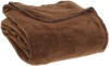 All Seasons Collection Micro Fleece Plush Solid F/Q Blanket, Chocolate