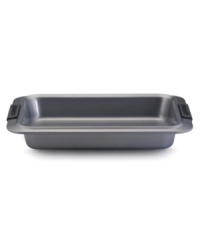 Take a no-nonsense, nonstick approach! Bake, braise and roast like a pro with the versatile Anolon 9 x 13 rectangular cake pan. New proprietary coating ensures superior release and makes cleanup a snap. Silicon-enhanced handles are steady and slip-free, while the pan's substantial weight provides durability and helps prevent warping. Take a no-nonsense, nonstick approach! Bake, braise and roast like a pro with the versatile Anolon 9 x 13 rectangular cake pan. New proprietary coating ensures superior release and makes cleanup a snap. Silicon-enhanced handles are steady and slip-free, while the pan's substantial weight provides durability and helps prevent warping.