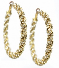 Alfani Earrings, Gold-Tone Twisted Crystal Hoop Earrings Alfani Earrings, Gold-Tone Twisted Crystal Hoop Earrings