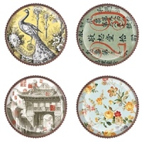 Linen coaster set by Fringe. Beautiful Victorian Era-inspired fabric incased in beveled glass with cork backing. Elegant beading adds to the vintage look. Set of 4 comes in gift box. Damp wipe to clean. Linen coaster set by Fringe. Beautiful Victorian Era-inspired fabric incased in beveled glass with cork backing. Elegant beading adds to the vintage look. Set of 4 comes in gift box. Damp wipe to clean.