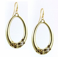 Alfani Earrings, Satin Gold-Tone Oval Drop Earrings with Crystal Accents Alfani Earrings, Satin Gold-Tone Oval Drop Earrings with Crystal Accents