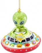 Kurt Adler Glass UFO with Space Man Ornament
