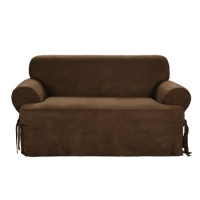 Sure Fit Soft Suede 1-Piece T-Cushion Loveseat Slipcover, Chocolate Sure Fit Soft Suede 1-Piece T-Cushion Loveseat Slipcover, Chocolate