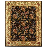 Safavieh HK141B-5R Chelsea Collection 5-Feet 6-Inch Hand-hooked Wool Round Area Rug, Black and Ivory Safavieh HK141B-5R Chelsea Collection 5-Feet 6-Inch Hand-hooked Wool Round Area Rug, Black and Ivory