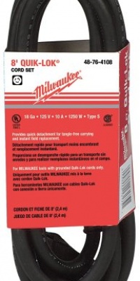 Milwaukee 48-76-4108 Quik-Lok 8-Feet 3-Wire Grounded Cord with Twist Lock Plug Milwaukee 48-76-4108 Quik-Lok 8-Feet 3-Wire Grounded Cord with Twist Lock Plug