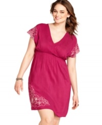 Embroidery really pops against a colorful background, like American Rag's plus size dress! Pair with an armful of bangles to complete the look. (Clearance) Embroidery really pops against a colorful background, like American Rag's plus size dress! Pair with an armful of bangles to complete the look. (Clearance)