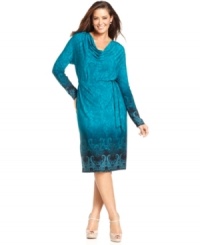 Tie-up a polished work look with Jones New York Signature's printed plus size dress, featuring a belted waist. Tie-up a polished work look with Jones New York Signature's printed plus size dress, featuring a belted waist.