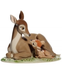 Disney fans will fawn over this beautiful figurine of Bambi gazing up at his doe-eyed mother. Handcrafted in Nao by Lladro porcelain. Disney fans will fawn over this beautiful figurine of Bambi gazing up at his doe-eyed mother. Handcrafted in Nao by Lladro porcelain.