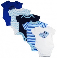 DKNY Baby Boys/Newborn 5pc Short Sleeve Blues Bodysuits sizes from 0-9M DKNY Baby Boys/Newborn 5pc Short Sleeve Blues Bodysuits sizes from 0-9M