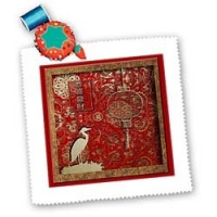 Lantern and Crane May you have a Happy and Prosperous New Year in Chinese - 6x6 Quilt Square