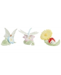Spring is perpetually in season with whimsical Butterfly Meadow figurines. A winged trio adorns porcelain blooms in the soft pastels of the beloved Lenox dinnerware pattern. Spring is perpetually in season with whimsical Butterfly Meadow figurines. A winged trio adorns porcelain blooms in the soft pastels of the beloved Lenox dinnerware pattern.