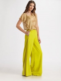 Richly-woven silk in a deep wide-leg silhouette, finished with satin piping for tailored charm.High waistFlat frontZip-flySlash pocketsPleated legsBack welt pocketsRise, about 9Inseam, about 35SilkDry cleanImportedModel shown is 5'9 (175cm) wearing US size 4.OUR FIT MODEL RECOMMENDS ordering true size. Richly-woven silk in a deep wide-leg silhouette, finished with satin piping for tailored charm.High waistFlat frontZip-flySlash pocketsPleated legsBack welt pocketsRise, about 9Inseam, about 35SilkDry cleanImportedModel shown is 5'9 (175cm) wearing US size 4.OUR FIT MODEL RECOMMENDS ordering true size.