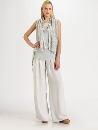 An irresistible vest featuring intricate, leaf-patterned lace and chic, high-low hem.Open-front designSleevelessPrincess seamsHigh-low hemAbout 28 from shoulder to hem at back48% linen/37% viscose/15% polyamideHand washImported of Italian fabric Model shown is 5'11 (180cm) wearing US size Small. An irresistible vest featuring intricate, leaf-patterned lace and chic, high-low hem.Open-front designSleevelessPrincess seamsHigh-low hemAbout 28 from shoulder to hem at back48% linen/37% viscose/15% polyamideHand washImported of Italian fabric Model shown is 5'11 (180cm) wearing US size Small.