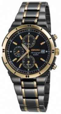 Seiko Men's SNAA30 Alarm Chronograph Black Ion Watch