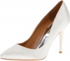 Badgley Mischka Women's Vision II Peep-Toe Pump,White Satin,7 M US