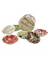 Altogether charming, Rosanna's Boho dipping bowls feature fashionably down-to-earth prints from six distinct eras of design. Everyday porcelain with retro pine cones, Victorian florals, French toile and other timeless motifs mean you never have to settle on one style. Altogether charming, Rosanna's Boho dipping bowls feature fashionably down-to-earth prints from six distinct eras of design. Everyday porcelain with retro pine cones, Victorian florals, French toile and other timeless motifs mean you never have to settle on one style.