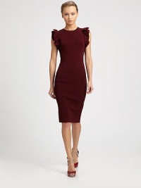 Soft, velvet-trimmed ruffles add a feminine touch to this sleek, impeccably tailored shift.Jewel necklineRuffled cap sleevesVelvet trimBack keyhole button closureAbout 25 from natural waist75% viscose/25% polyesterDry cleanMade in Italy of imported fabricModel shown is 5'9 (175cm) wearing US size Small. Soft, velvet-trimmed ruffles add a feminine touch to this sleek, impeccably tailored shift.Jewel necklineRuffled cap sleevesVelvet trimBack keyhole button closureAbout 25 from natural waist75% viscose/25% polyesterDry cleanMade in Italy of imported fabricModel shown is 5'9 (175cm) wearing US size Small.