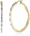 Betsey Johnson Iconic Baguette Crystal Baguette Hoop Earrings