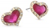 Betsey Johnson A Day at the Zoo Crystal Heart Stud Earrings