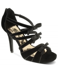 With a smooth velvet upper and pretty bows along the vamp, Chinese Laundry's Imagine That sandals are a dream come true. With a smooth velvet upper and pretty bows along the vamp, Chinese Laundry's Imagine That sandals are a dream come true.