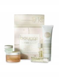 This spa kit blends the skin toning benefits of essential oils, plant extracts, vitamins and antioxidants for youthful, toned and energized skin. Using the principles of aromacology (how scents benefit the mind), Basq formulated each product with scents that energize, uplift and enhance one's sense of well being for a true spa experience. Bounce Back is designed to restore your energy level and glow from head totoe. The Kit includes a 4 oz. This spa kit blends the skin toning benefits of essential oils, plant extracts, vitamins and antioxidants for youthful, toned and energized skin. Using the principles of aromacology (how scents benefit the mind), Basq formulated each product with scents that energize, uplift and enhance one's sense of well being for a true spa experience. Bounce Back is designed to restore your energy level and glow from head totoe. The Kit includes a 4 oz.