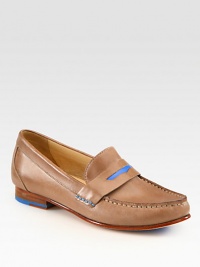 Bright hues update this classic leather favorite with intricate topstitch details. Leather upperLeather liningLeather and rubber solePadded insoleImported Bright hues update this classic leather favorite with intricate topstitch details. Leather upperLeather liningLeather and rubber solePadded insoleImported