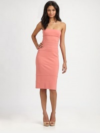 Tiered jersey skims the body in a sleek strapless sheath.StraplessBust seamsEmpire waistAbout 20 from natural waist71% viscose/23% polyamide/6% elastaneDry cleanImportedModel shown is 5'9 (175cm) wearing US size 4.OUR FIT MODEL RECOMMENDS ordering true size. Tiered jersey skims the body in a sleek strapless sheath.StraplessBust seamsEmpire waistAbout 20 from natural waist71% viscose/23% polyamide/6% elastaneDry cleanImportedModel shown is 5'9 (175cm) wearing US size 4.OUR FIT MODEL RECOMMENDS ordering true size.
