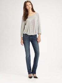 Specially designed for curvy figures, these flattering, medium-wash jeans have a natural rise and true straight-leg construction. THE FITRise, about 7½Inseam, about 32THE DETAILSZip flyFive-pocket style97% cotton/3% spandexMachine washMade in USA of imported fabricModel shown is 5'9 (175cm) wearing US size 0. Specially designed for curvy figures, these flattering, medium-wash jeans have a natural rise and true straight-leg construction. THE FITRise, about 7½Inseam, about 32THE DETAILSZip flyFive-pocket style97% cotton/3% spandexMachine washMade in USA of imported fabricModel shown is 5'9 (175cm) wearing US size 0.