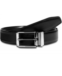 This reversible belt with gunmetal buckle from Perry Ellis will have your polished looked etched into everyone's post-meeting mind. This reversible belt with gunmetal buckle from Perry Ellis will have your polished looked etched into everyone's post-meeting mind.