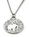 Kevin N Anna Studio California Sterling Silver LARGE Pendant Necklace with Round Etched ELEPHANT Pendant Celebrates STRENGTH