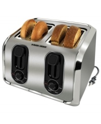 Your toast... and their toast, too! With dual independent controls, this 4-slice toaster lets you tackle two different tasks at once, so everybody has their toast just the way they love it. Plus, six browning settings put golden precision on your plate. 2-year warranty. Your toast... and their toast, too! With dual independent controls, this 4-slice toaster lets you tackle two different tasks at once, so everybody has their toast just the way they love it. Plus, six browning settings put golden precision on your plate. 2-year warranty.
