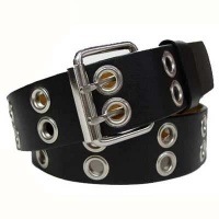 Black 2 Row Large Grommet Leather Belt Black 2 Row Large Grommet Leather Belt