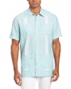 Cubavera Men's Linen Short Sleeve Guayabera with Embroidery Detail