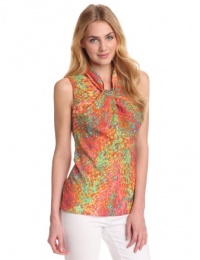 Anne Klein Women's Abstract Snake Sleeveless Blouse, Bougainville Multi, Medium Anne Klein Women's Abstract Snake Sleeveless Blouse, Bougainville Multi, Medium