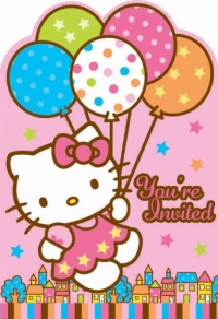 Amscan Hello Kitty Balloon Dreams Die-Cut Invitations, 8-Count Amscan Hello Kitty Balloon Dreams Die-Cut Invitations, 8-Count