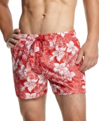 Paradise found. These floral-patterned swim shorts from Hugo Boss are ready for sun-drenched days where the only umbrella you need is the one to stir your cocktail with. Paradise found. These floral-patterned swim shorts from Hugo Boss are ready for sun-drenched days where the only umbrella you need is the one to stir your cocktail with.