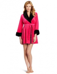 Betsey Johnson Women's Velour Robe With Faux Mink Betsey Johnson Women's Velour Robe With Faux Mink