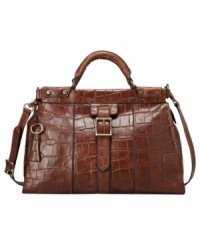 Give your everyday accessorizing a vintage vibe with this croc-embossed leather bag from Fossil. Practical and poised to handle all your daily essentials, it's the perfect desk-to-dinner design. Give your everyday accessorizing a vintage vibe with this croc-embossed leather bag from Fossil. Practical and poised to handle all your daily essentials, it's the perfect desk-to-dinner design.