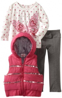 Nannette Baby-Girls Infant 3 Piece Butterfly Vest Set, Charm Peony, 18 Months