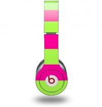 Kearas Psycho Stripes Neon Green and Hot Pink Decal Style Skin (fits genuine Beats Solo HD Headphones - HEADPHONES NOT INCLUDED)