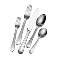 Crafted of durable stainless steel with a shiny mirror finish, this versatile flatware set adapts easily to any occasion, and is specially designed to last beautifully, polish-free. Service for twelve includes 12 of each: dinner fork, salad fork, dinner knife, dinner spoon & teaspoon, plus one cold meat fork, one tablespoon, one pierced tablespoon, one butter knife and one sugar spoon. Crafted of durable stainless steel with a shiny mirror finish, this versatile flatware set adapts easily to any occasion, and is specially designed to last beautifully, polish-free. Service for twelve includes 12 of each: dinner fork, salad fork, dinner knife, dinner spoon & teaspoon, plus one cold meat fork, one tablespoon, one pierced tablespoon, one butter knife and one sugar spoon.