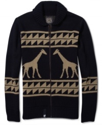 Get in touch with your tribal roots in this handsome pattern zip cardigan by LRG. Get in touch with your tribal roots in this handsome pattern zip cardigan by LRG.