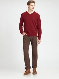 A classic straight-leg jean is comfortable, yet tailored from waist to hip in a lightweight, stretch fine-wale corduroy.Five-pocket styleButton flyInseam, about 3453% cotton/47% polyesterMachine washMade in USA A classic straight-leg jean is comfortable, yet tailored from waist to hip in a lightweight, stretch fine-wale corduroy.Five-pocket styleButton flyInseam, about 3453% cotton/47% polyesterMachine washMade in USA
